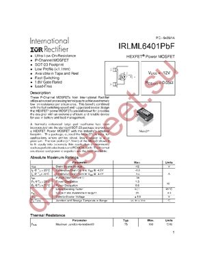 IRLML6401TRPBF datasheet  